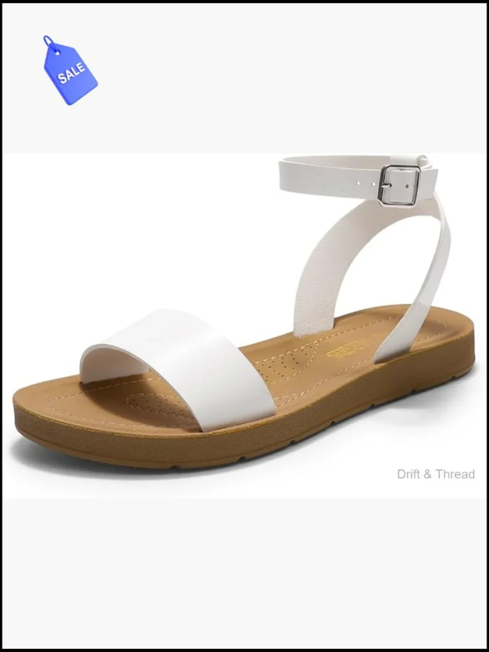 One Band Ankle Strap Buckle Flat Sandals Open Toe Slide Lightweight